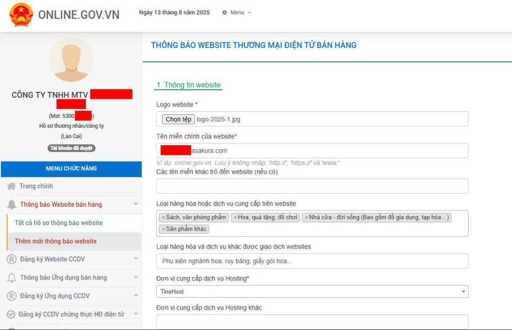 Thông báo website với Bộ Công Thương 2025 – Hướng dẫn chi tiết 16 Khai báo thông tin về website bạn muốn thông báo với Bộ Công Thương
