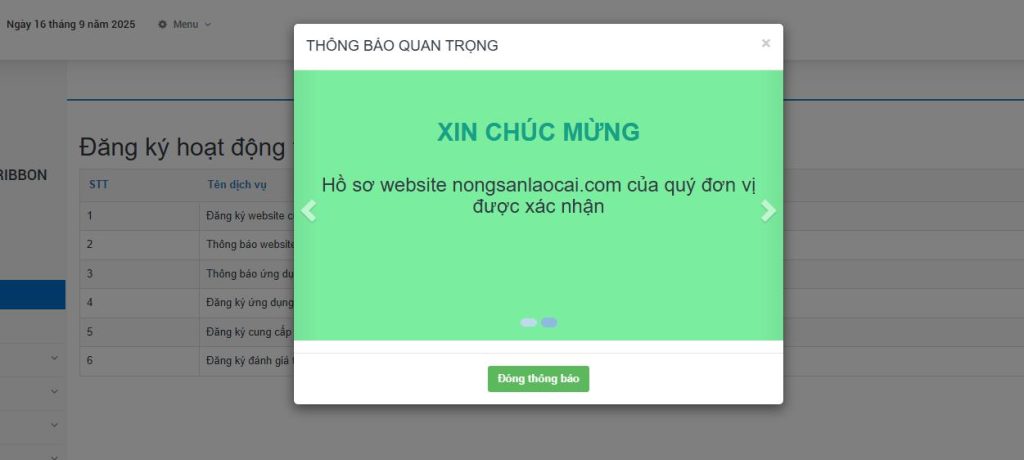 Thông báo website với Bộ Công Thương 2025 – Hướng dẫn chi tiết 20 Thông báo website đã hợp lệ và được xác nhận Đã thông báo với Bộ Công Thương